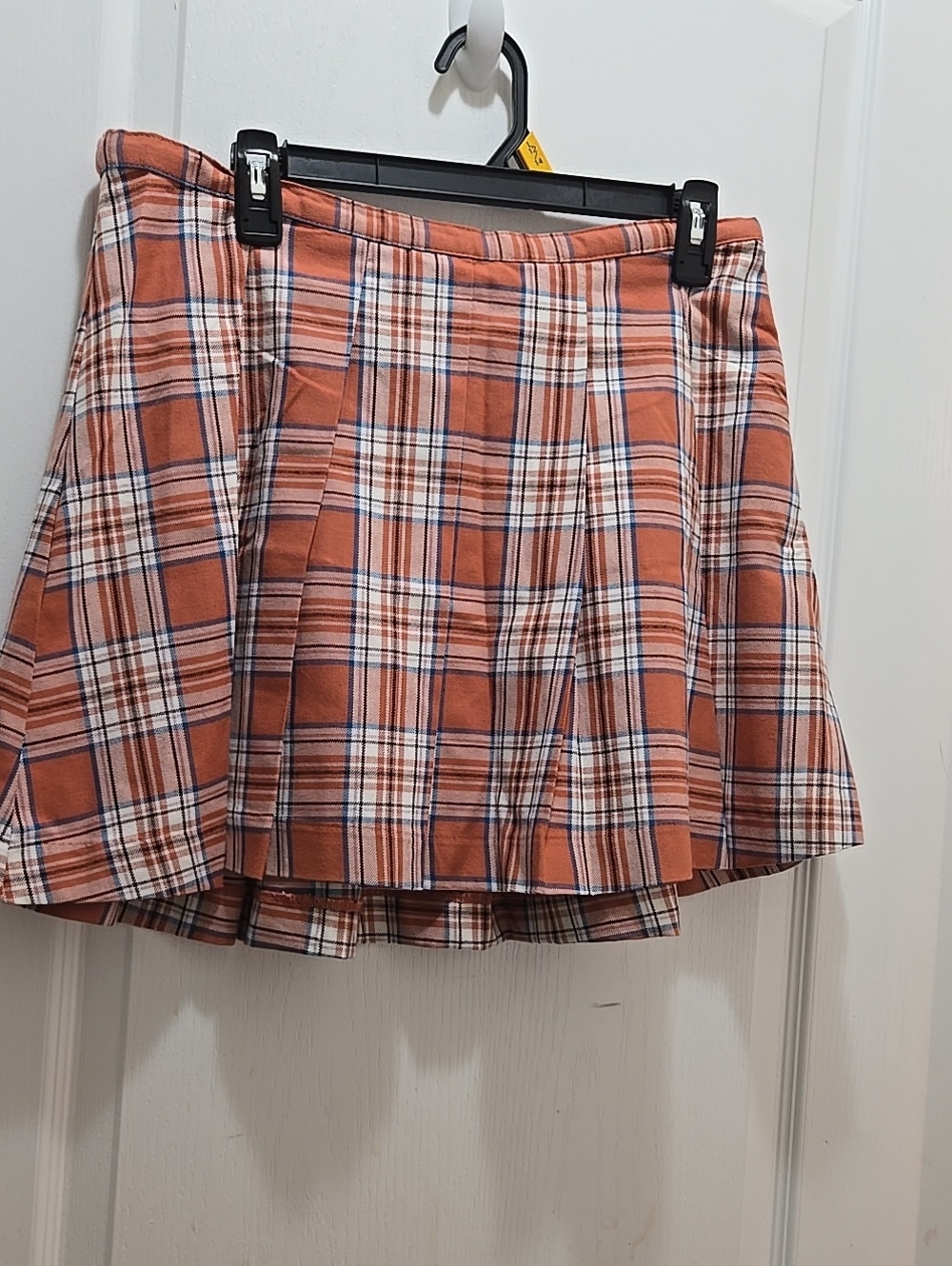 Rust Plaid Pleated Mini Skirt